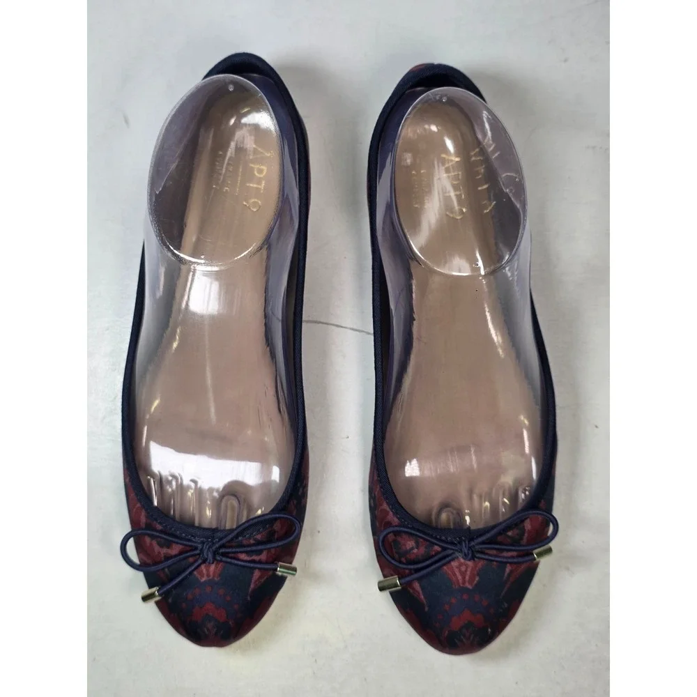APT 9 Women's Ballets Size 7.5 M‎ Navy Red Multicolor Floral Slip On Flats Shoes